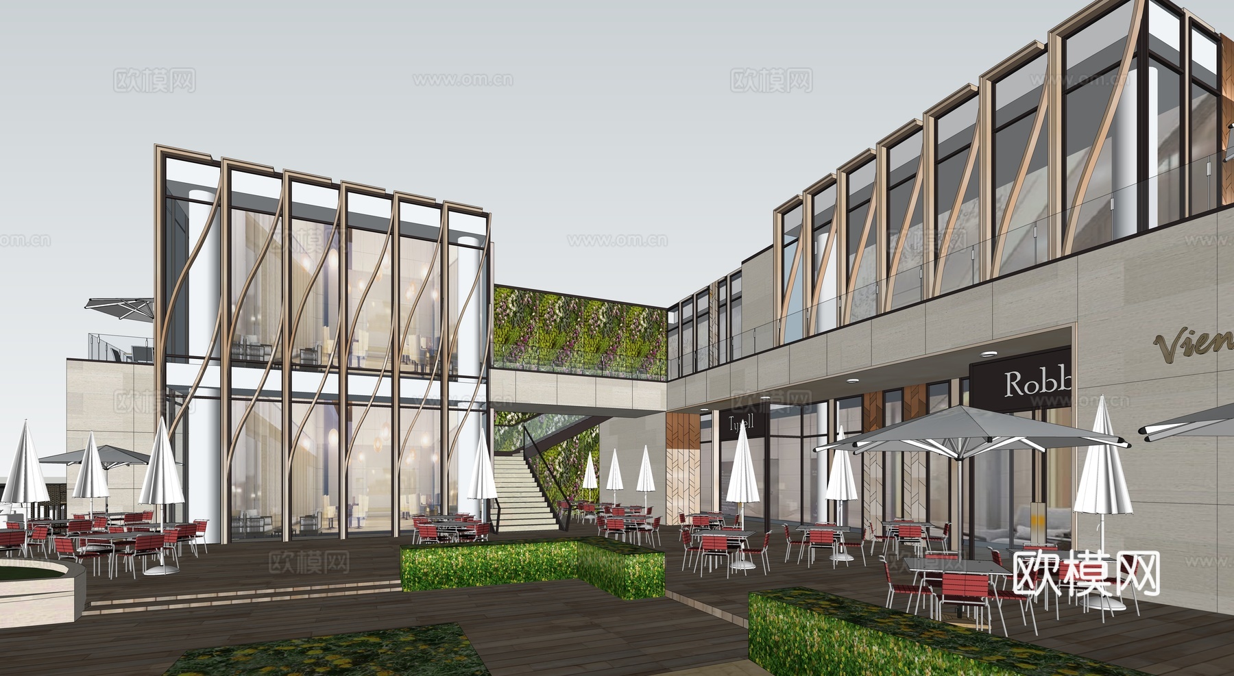 商业步行街 沿街商业su模型