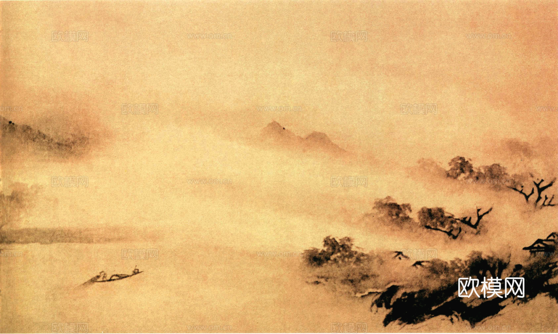 中式新中式挂画壁画字画山水花鸟背景墙壁纸装饰画油画下载