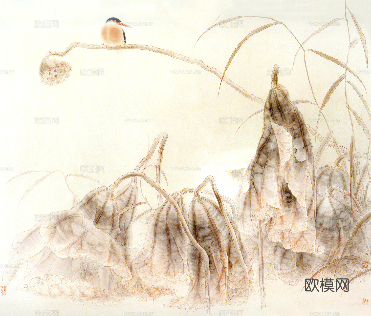 中式新中式挂画壁画字画山水花鸟背景墙壁纸装饰画油画下载