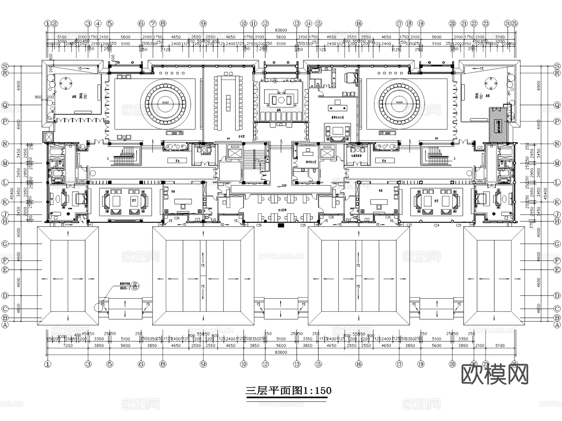 北京闽商会会所室内工装CAD施工图cad施工图