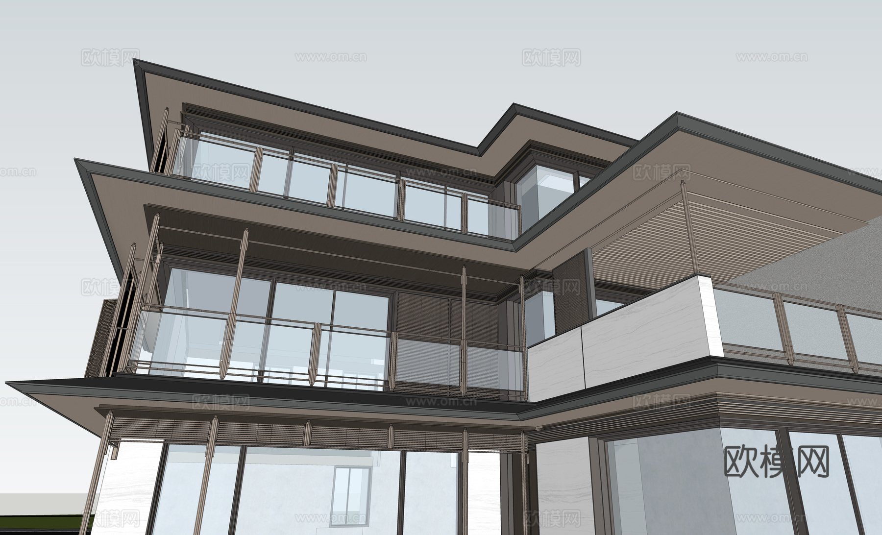 宋式别墅 宋风别墅su模型