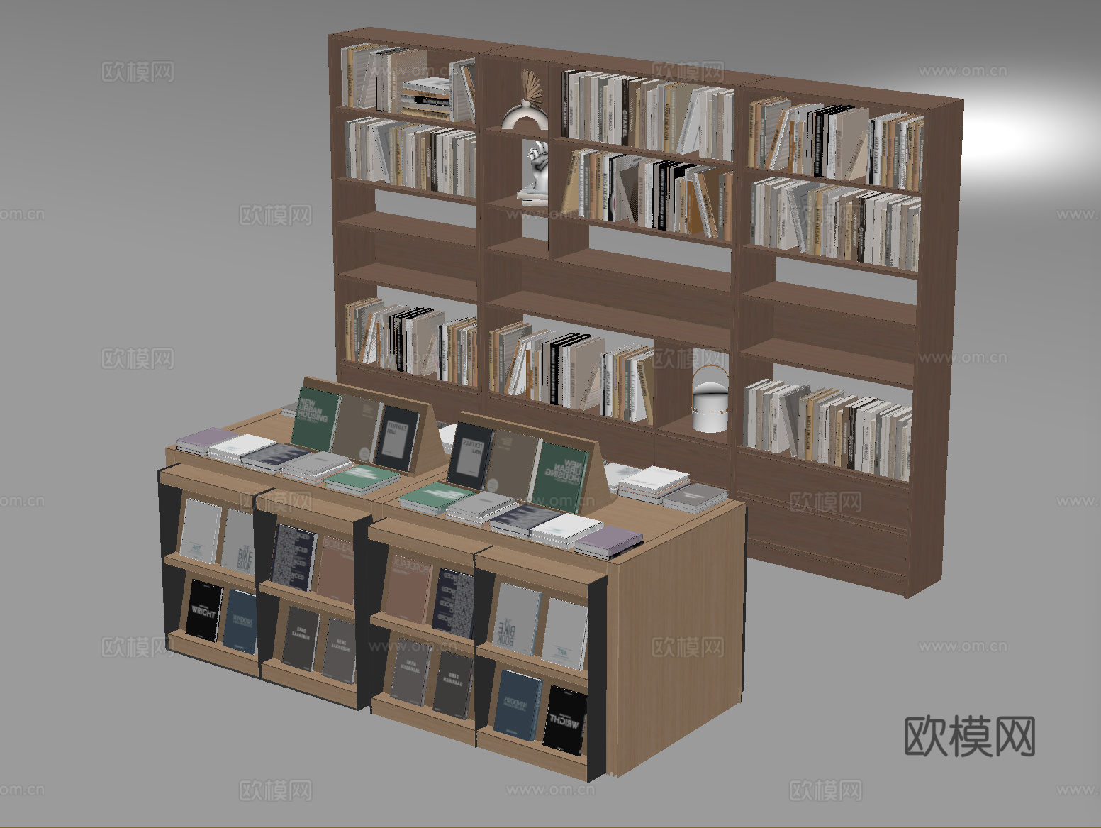 现代书架 书柜 书籍 书本su模型