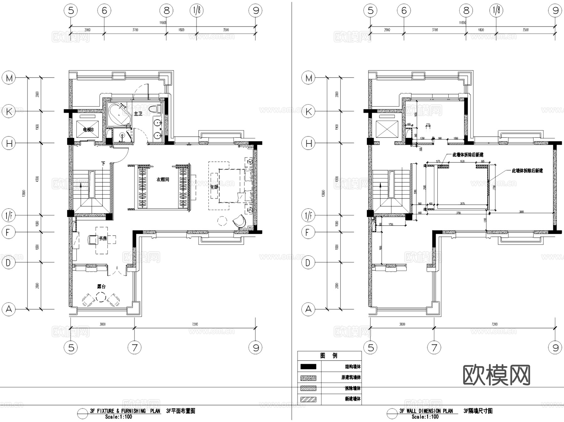 欧式绿地海珀风华T型样板间三层别墅复式挑空室内家装CADcad施工图