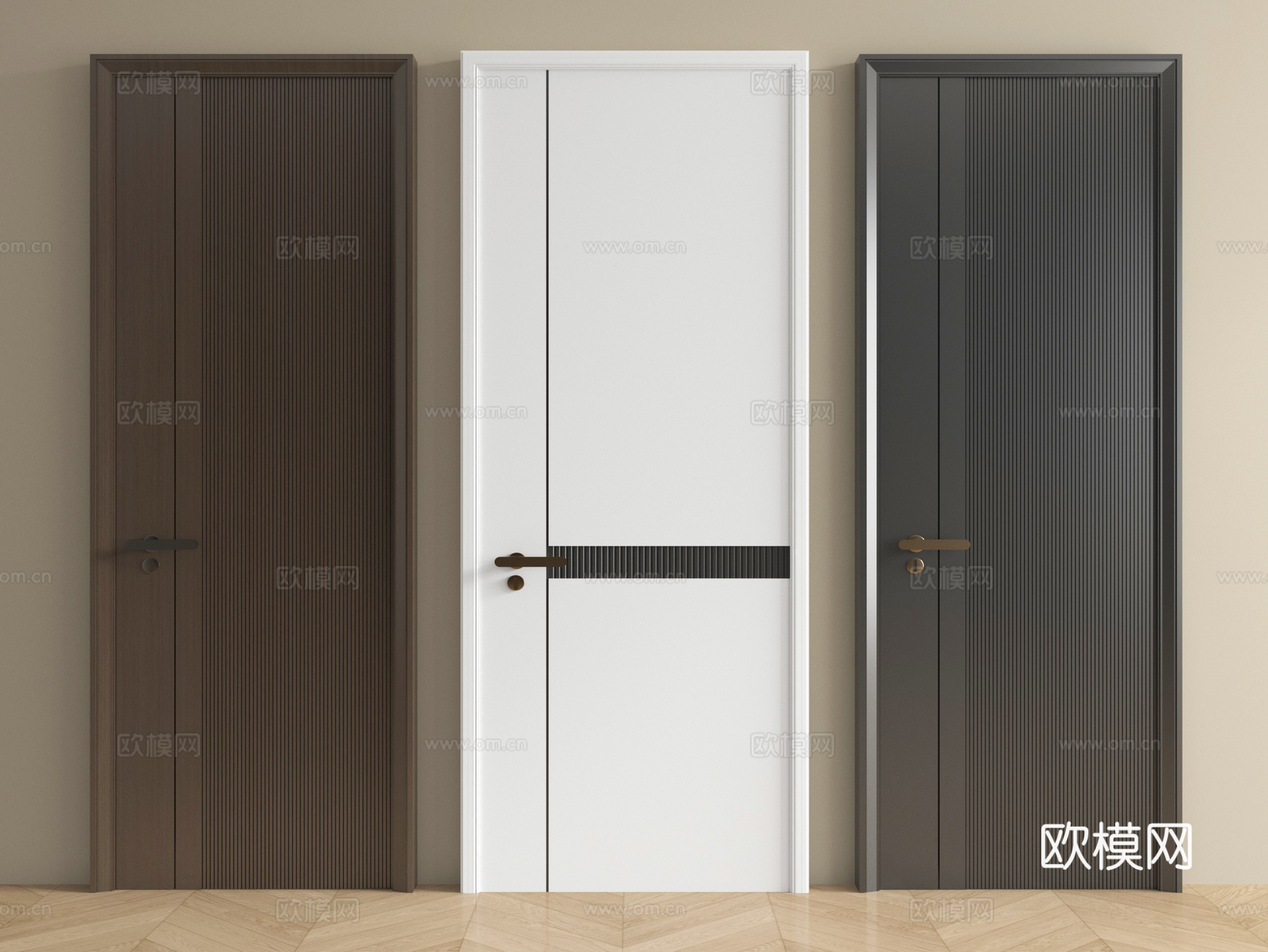现代单开门 平开门 卧室门 木门su模型