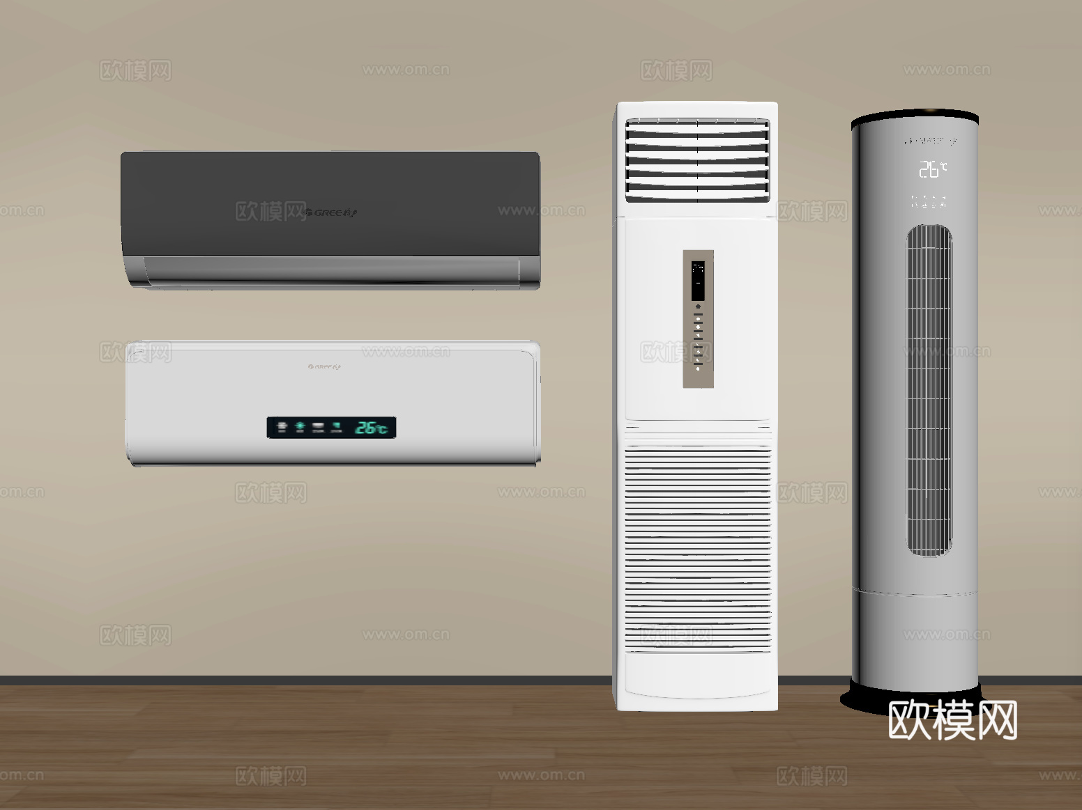 现代空调 壁挂式空调 立式空调su模型
