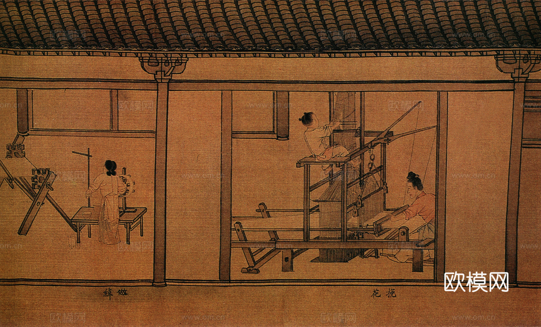 中式新中式挂画壁画字画山水花鸟背景墙壁纸装饰画油画下载