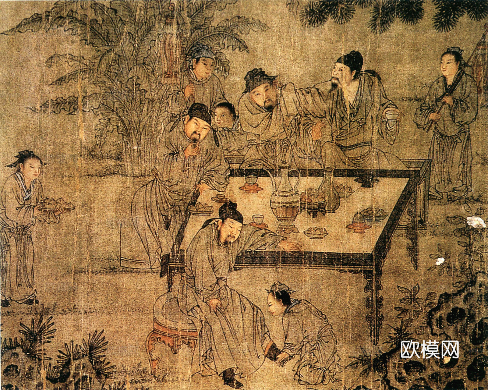 中式新中式挂画壁画字画山水花鸟背景墙壁纸装饰画油画下载