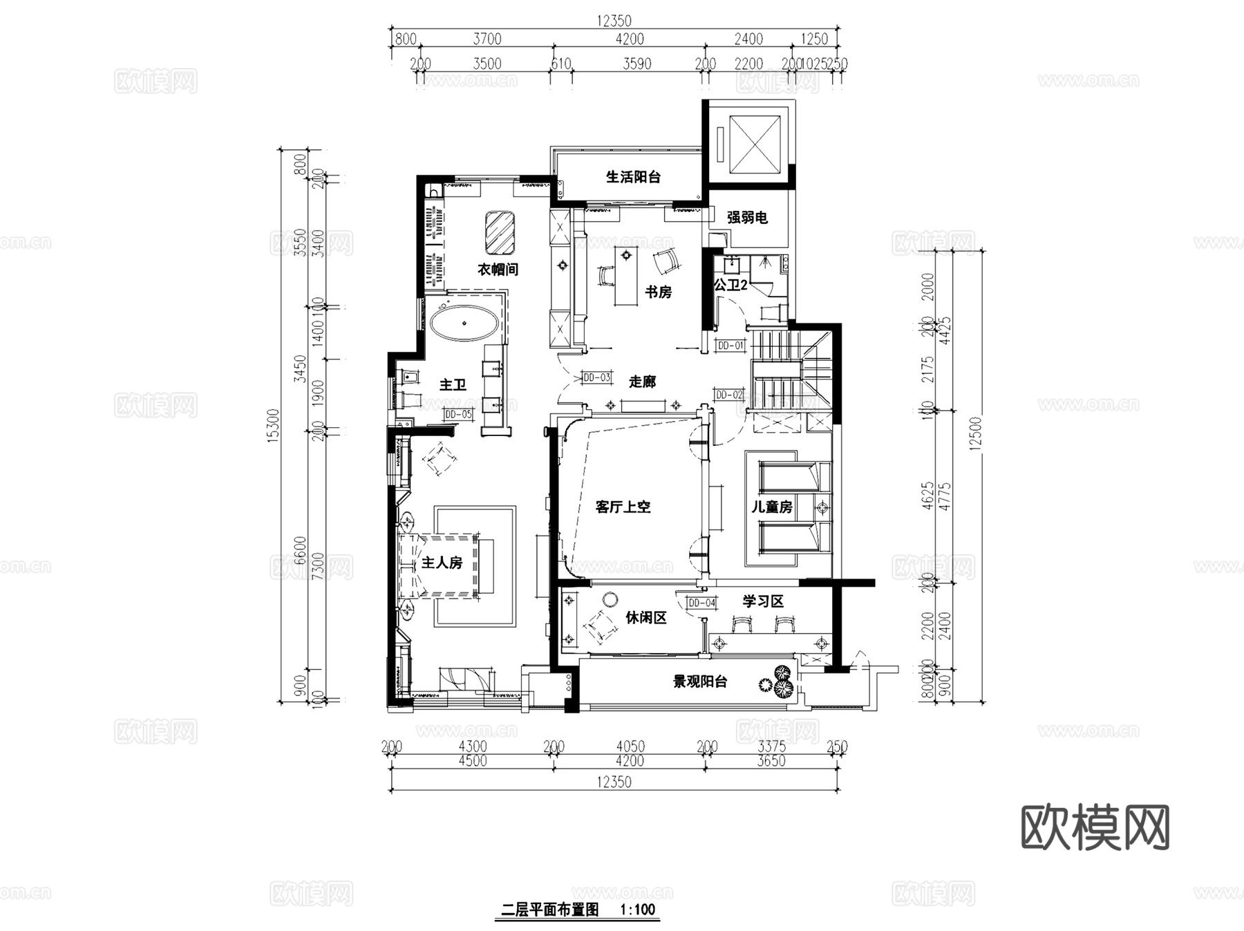 常州星河国际高层6栋F1典雅新古典复式挑空室内家装CADcad施工图