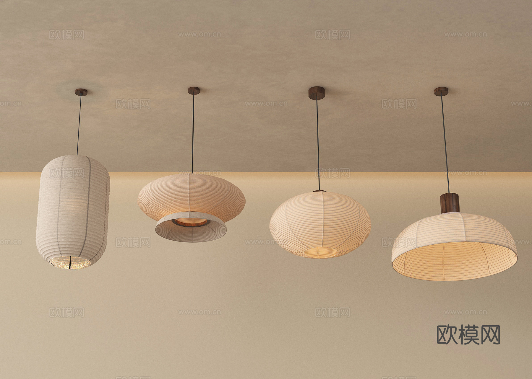 侘寂风吊灯 日式吊灯su模型