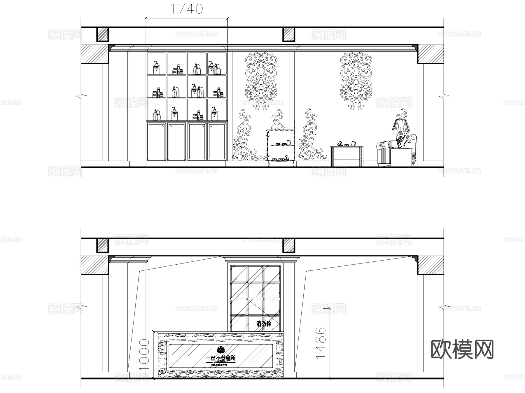美容美发足疗按摩一丝不苟会所室内工装CAD施工图cad施工图