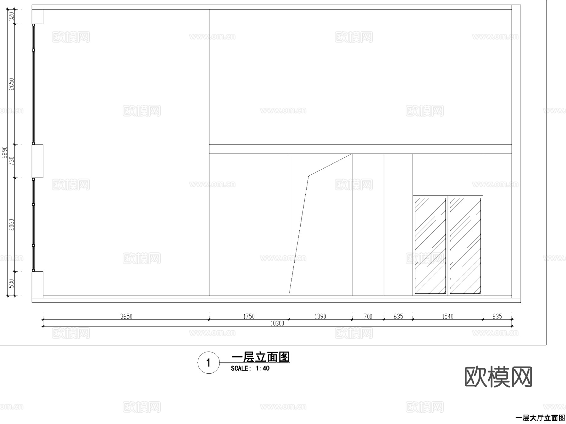华发世纪城中式二层别墅复式中空挑空室内家装CAD施工图cad施工图