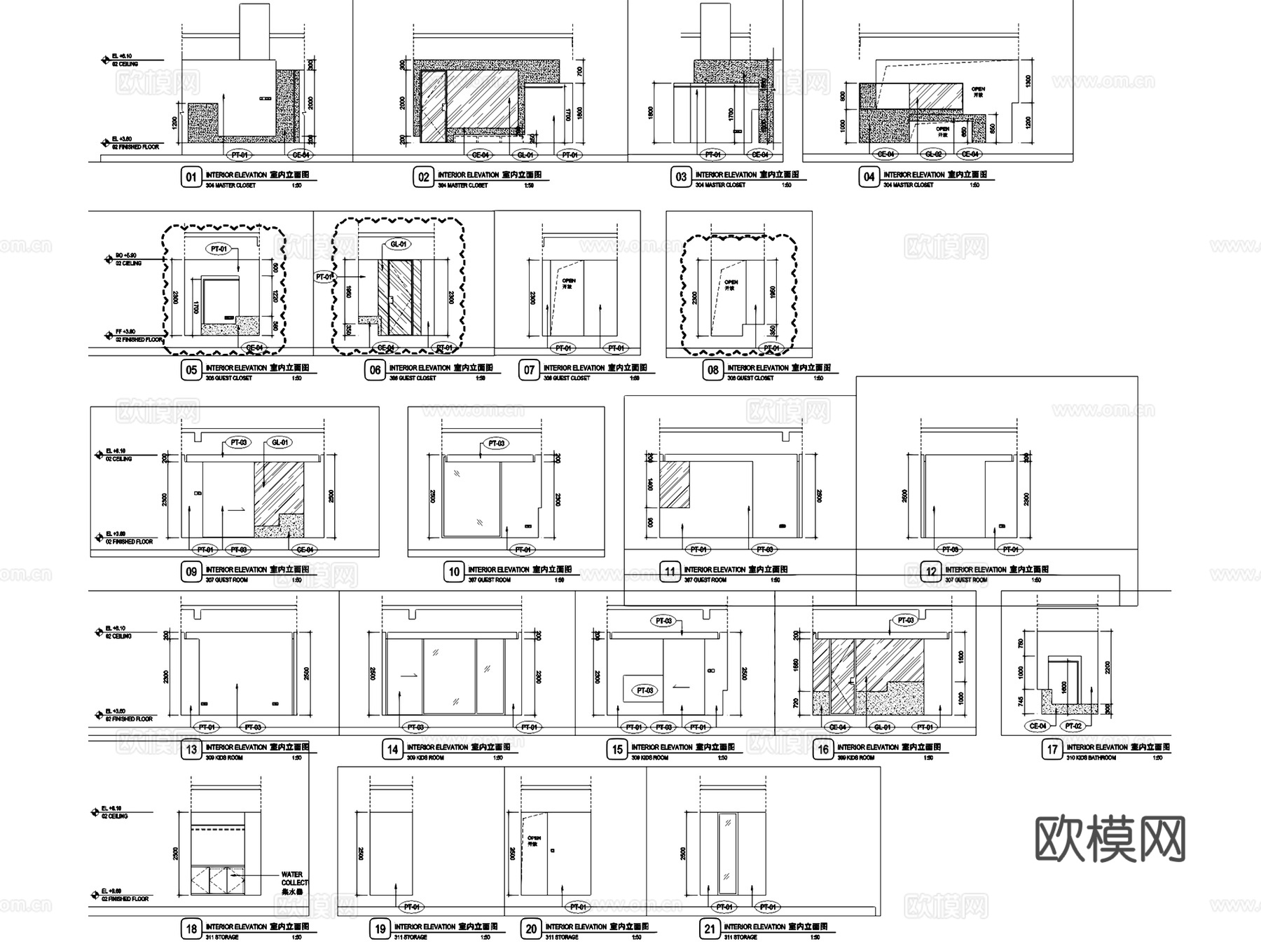 苏州万邦圆融莲花堤D19二层别墅室内家装CAD施工图整套cad施工图
