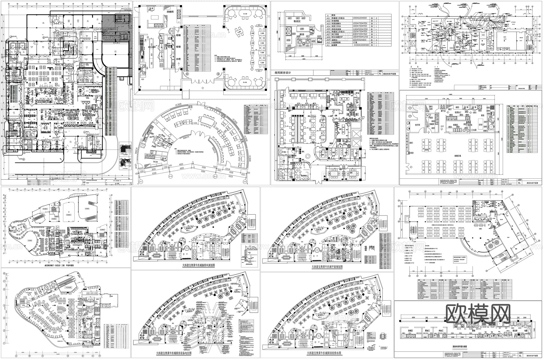 餐厅厨房设备食堂布局餐饮后厨设备酒店餐饮餐厅厨房设施CAD图cad施工图