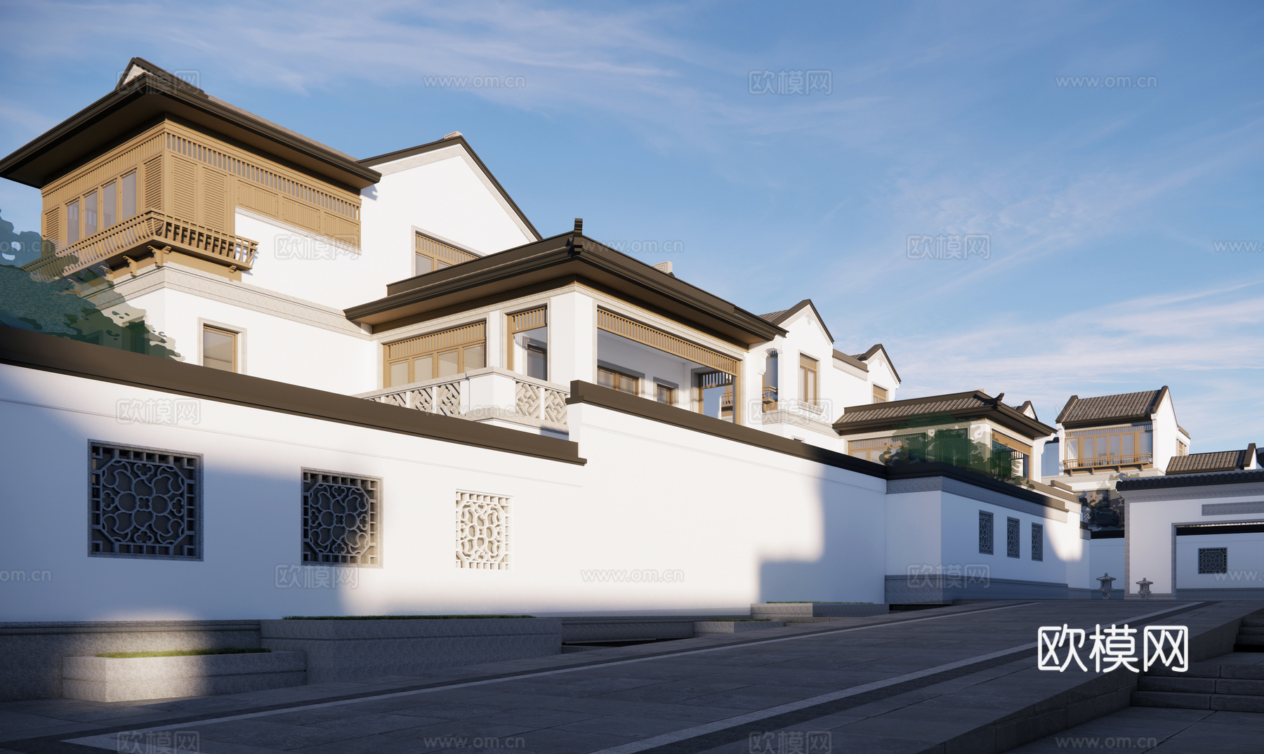 中式合院别墅su模型