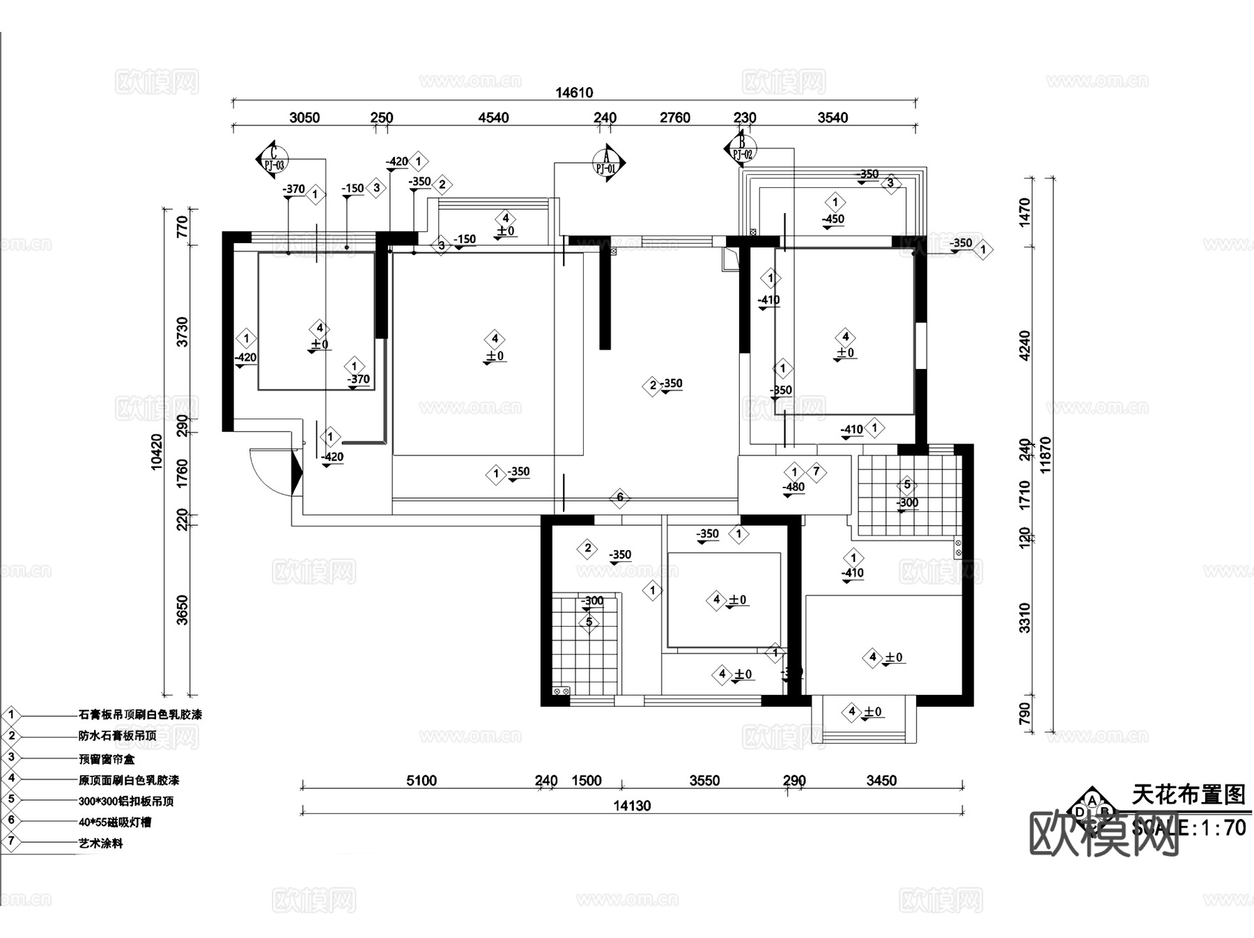 华韵城市海岸现代极简室内家装CAD施工图整套+SU模型cad施工图