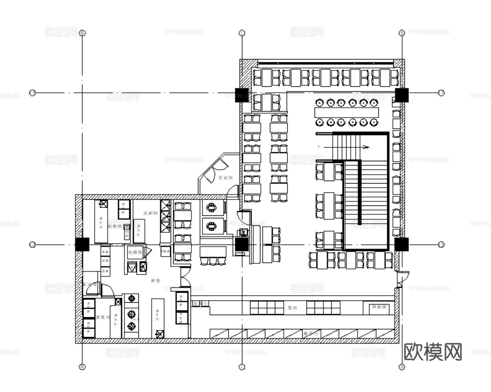 10套快餐店室内装饰装修CAD施工图效果图实景图cad施工图