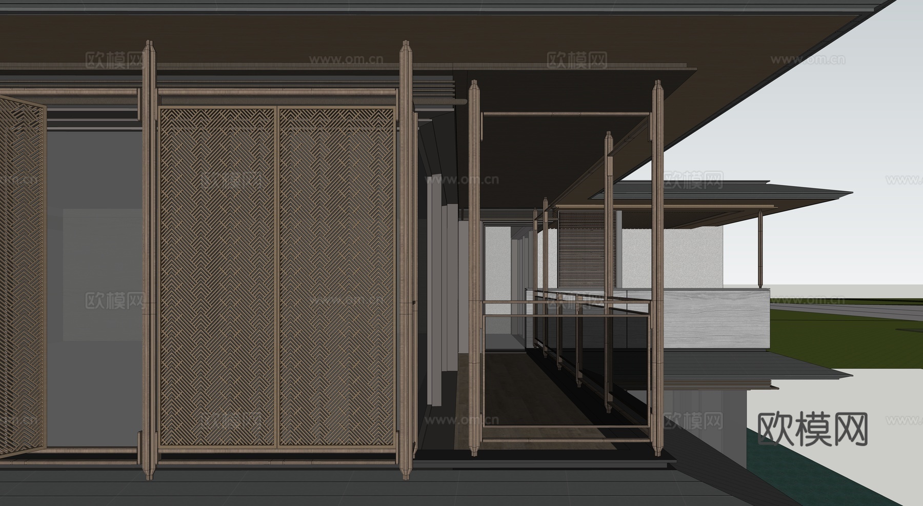 宋风别墅 宋式建筑su模型
