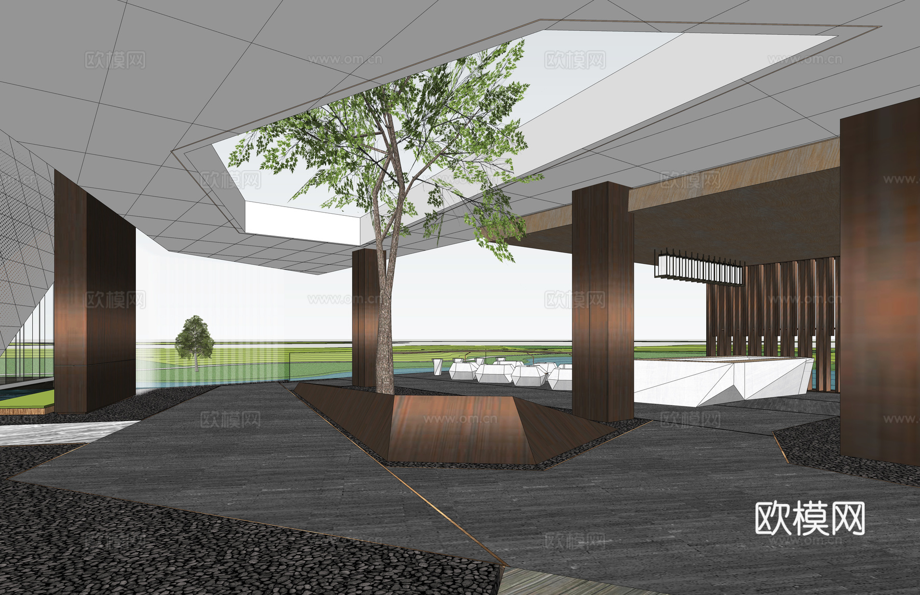 铁锈板景观小品 微地形su模型