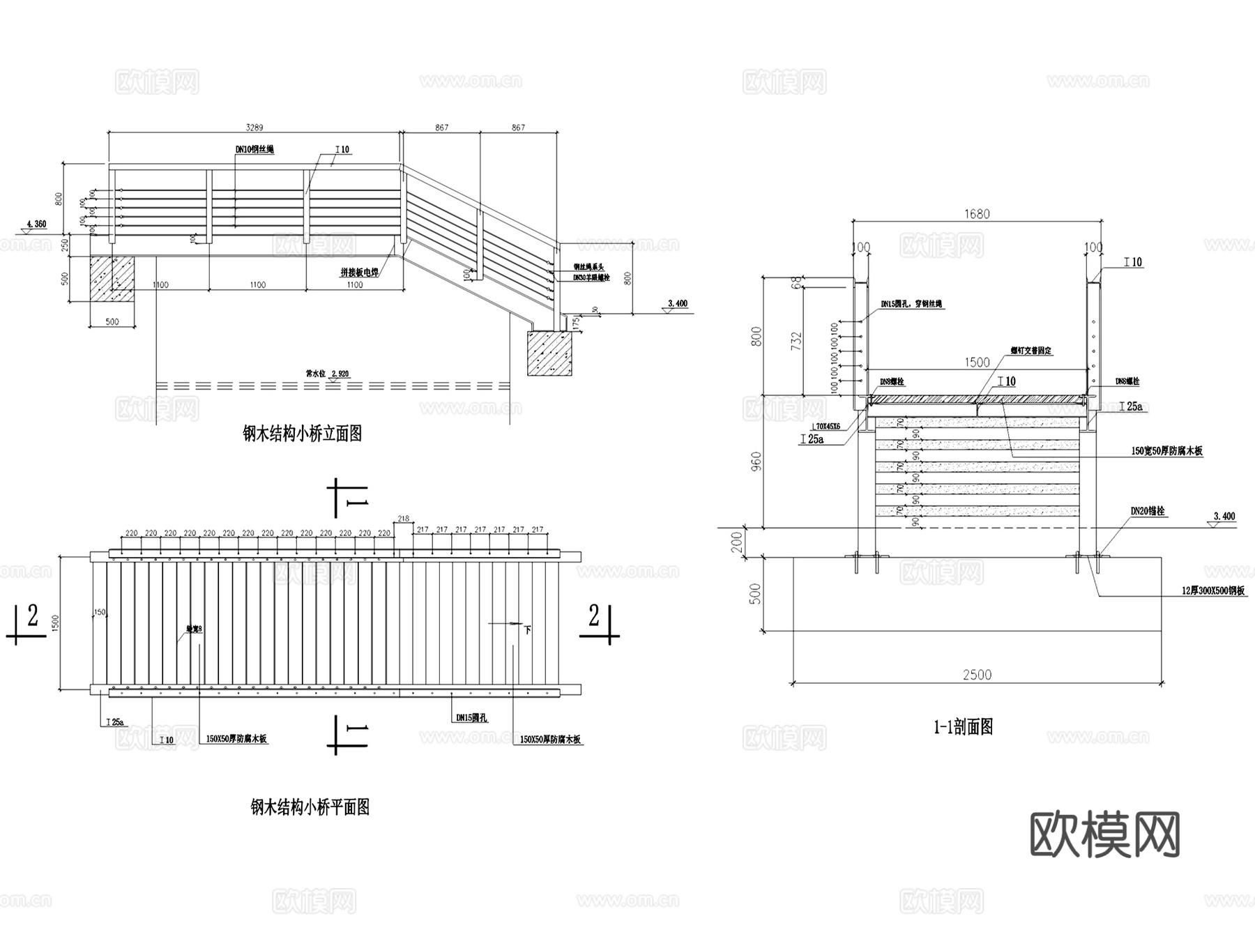 园林景观休闲园桥景观桥节点大样CAD施工图集 30套cad施工图
