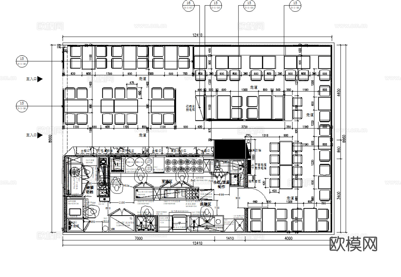 10套快餐店室内装饰装修CAD施工图效果图实景图cad施工图