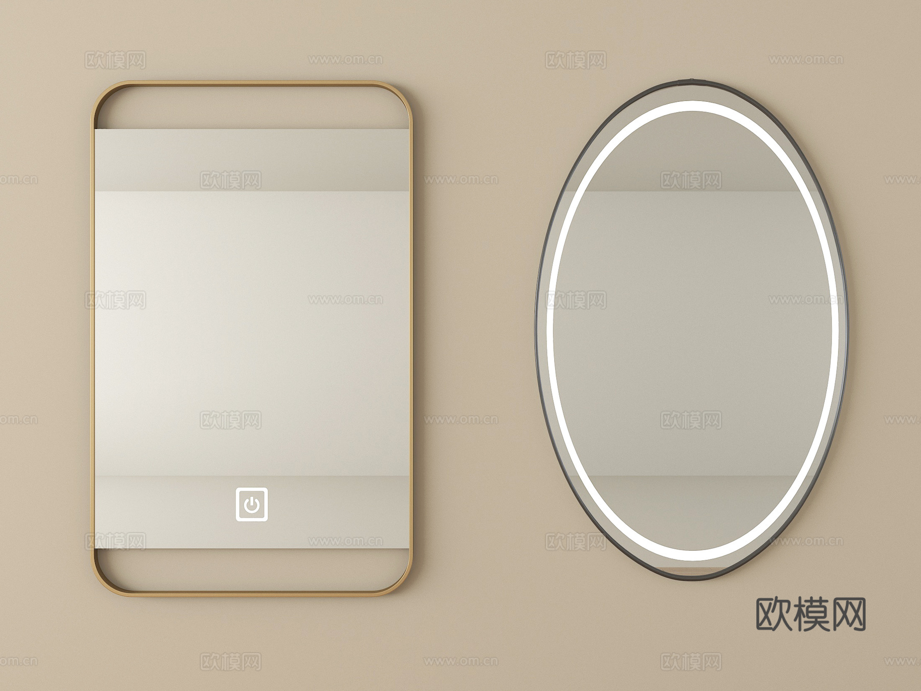 现代镜子 浴室镜 化妆镜 装饰镜 智能镜su模型
