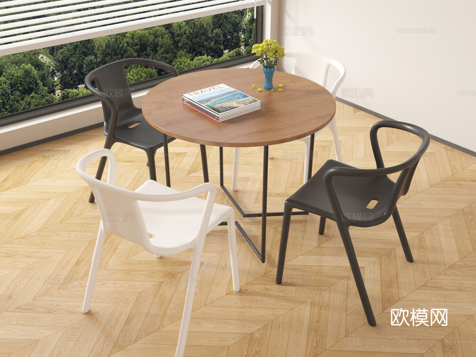 现代休闲桌椅 洽谈桌椅su模型