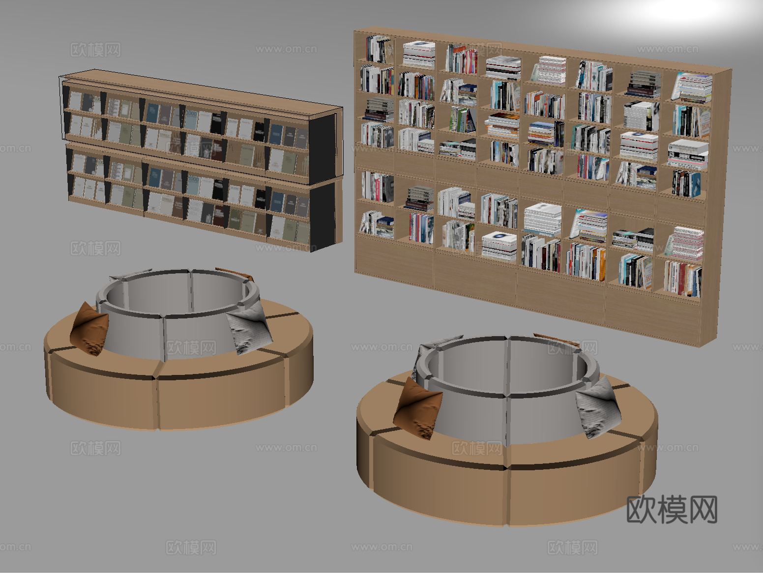 现代书架 展示书柜 图书馆 书籍su模型