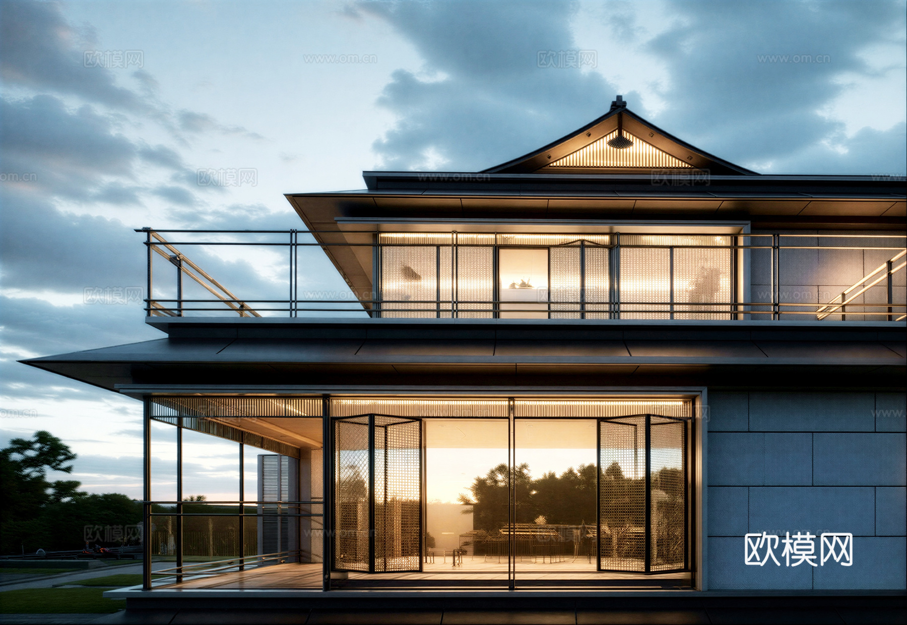 宋风别墅 宋式别墅su模型