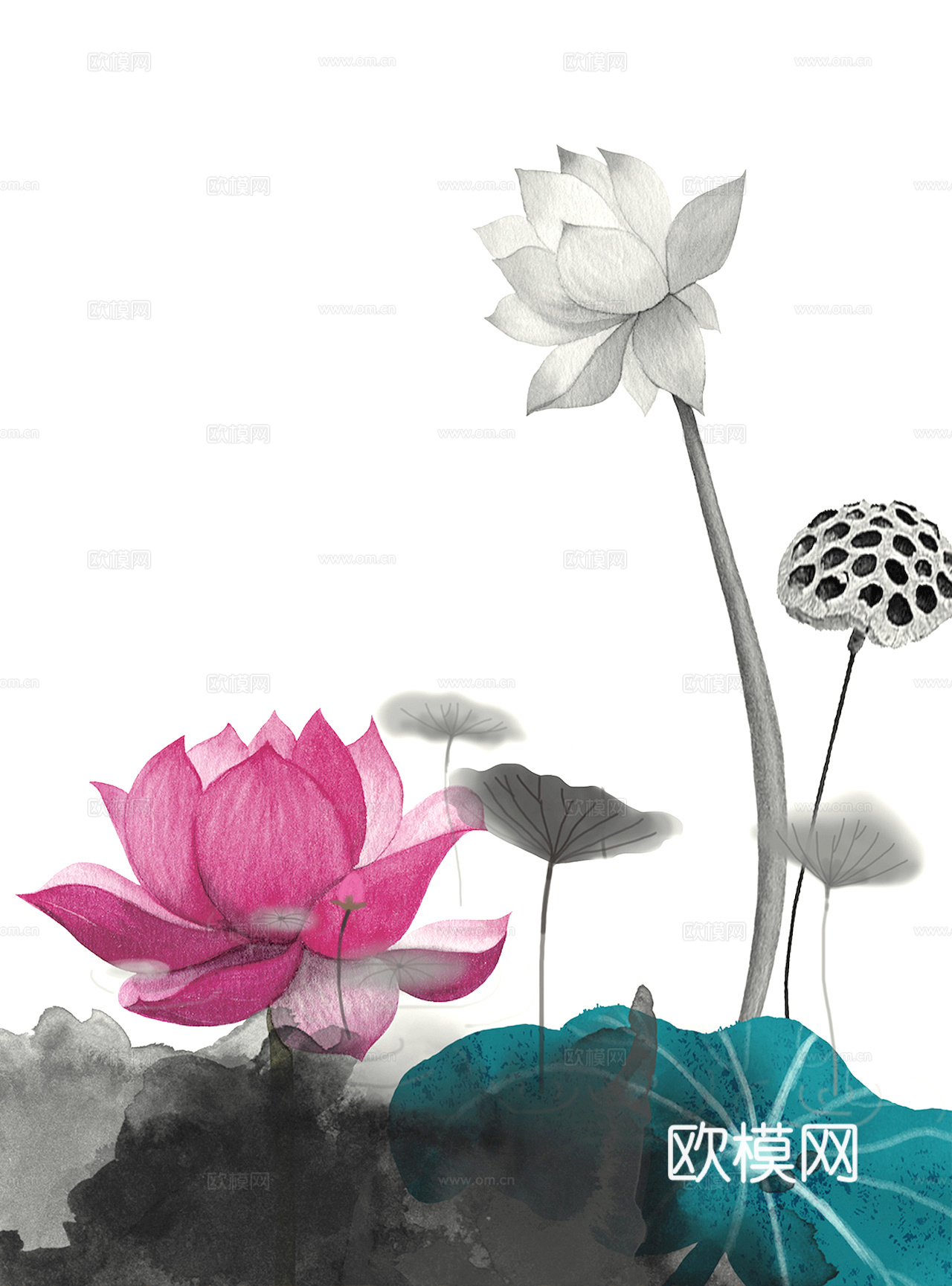 中式新中式挂画壁画字画山水花鸟背景墙壁纸装饰画油画下载