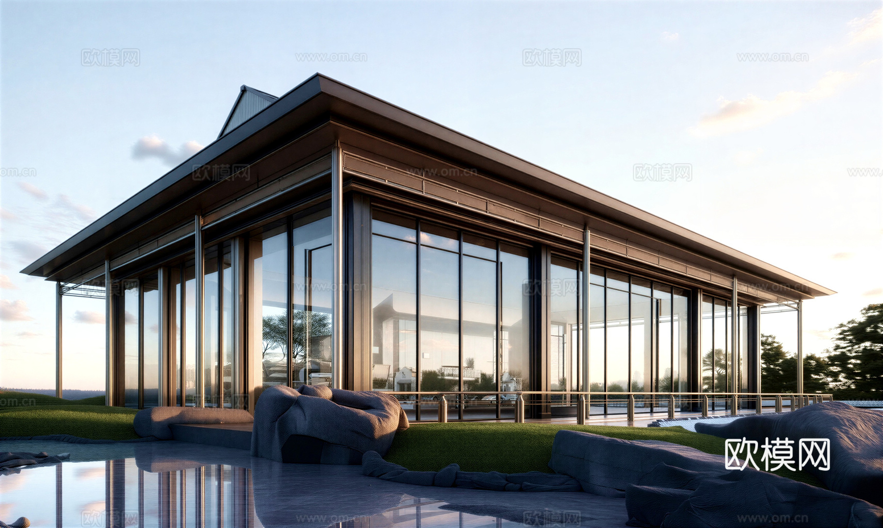 宋风会所 宋式建筑 售楼处su模型