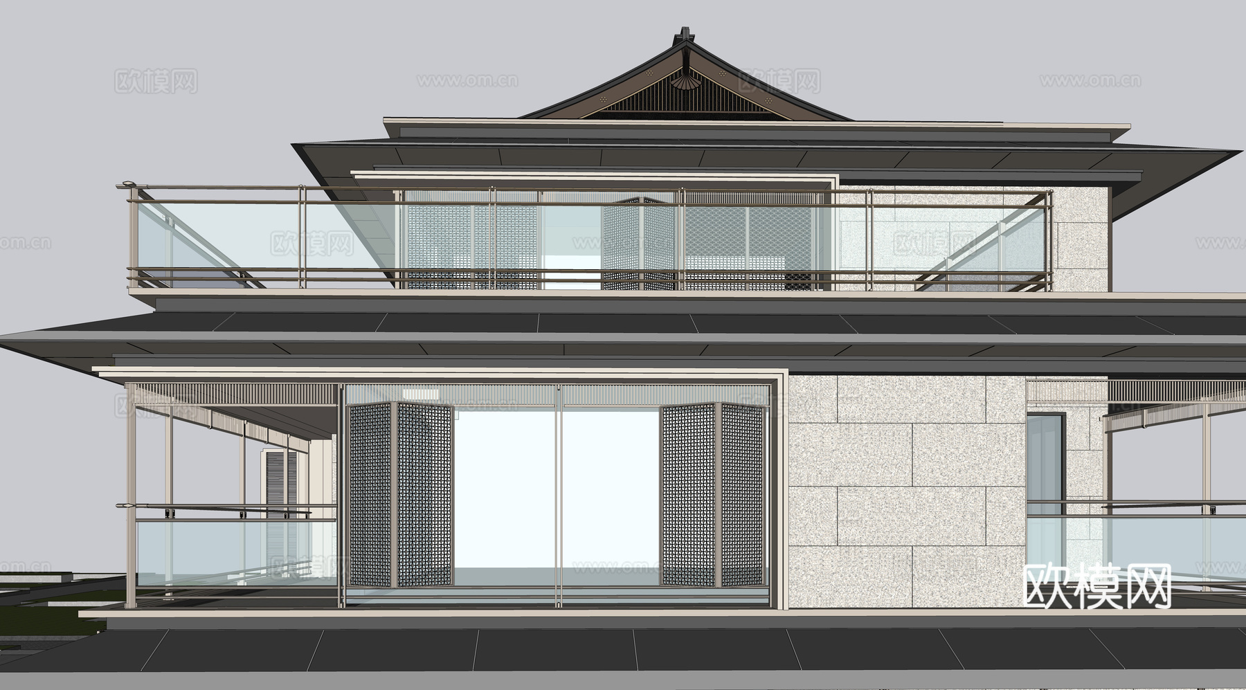 宋风别墅 宋式别墅su模型