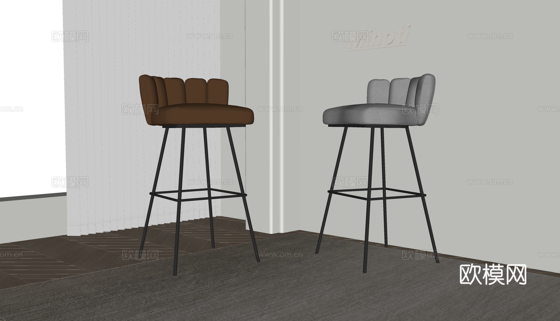 Minotti现代吧椅 创意吧椅 布艺吧椅 皮革吧椅su模型