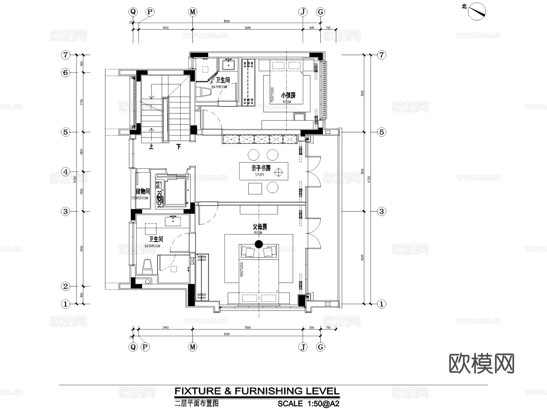 新中式杭州绿城留下磁带厂三层别墅合院复式挑空室内家装CADcad施工图