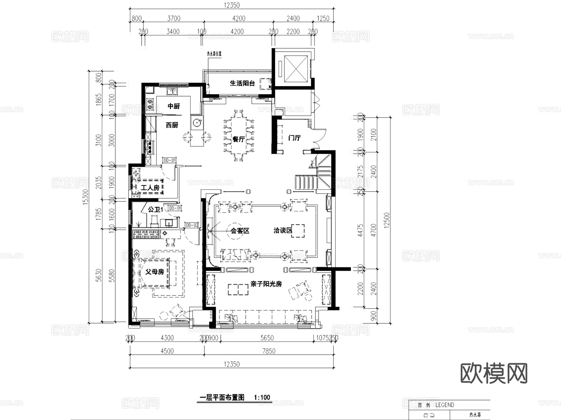 常州星河国际高层6栋F1典雅新古典复式挑空室内家装CADcad施工图