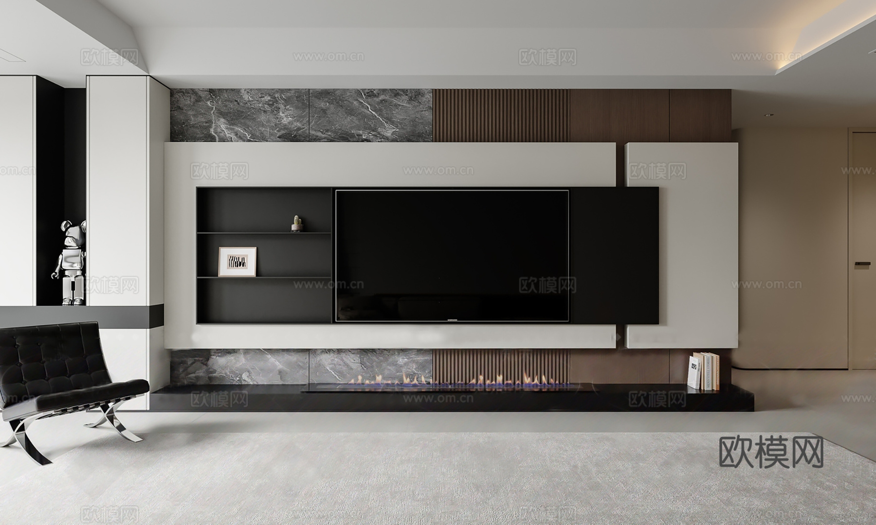 意式电视背景墙3d模型下载