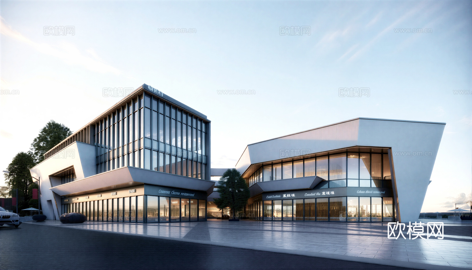 商业步行街 沿街商业su模型