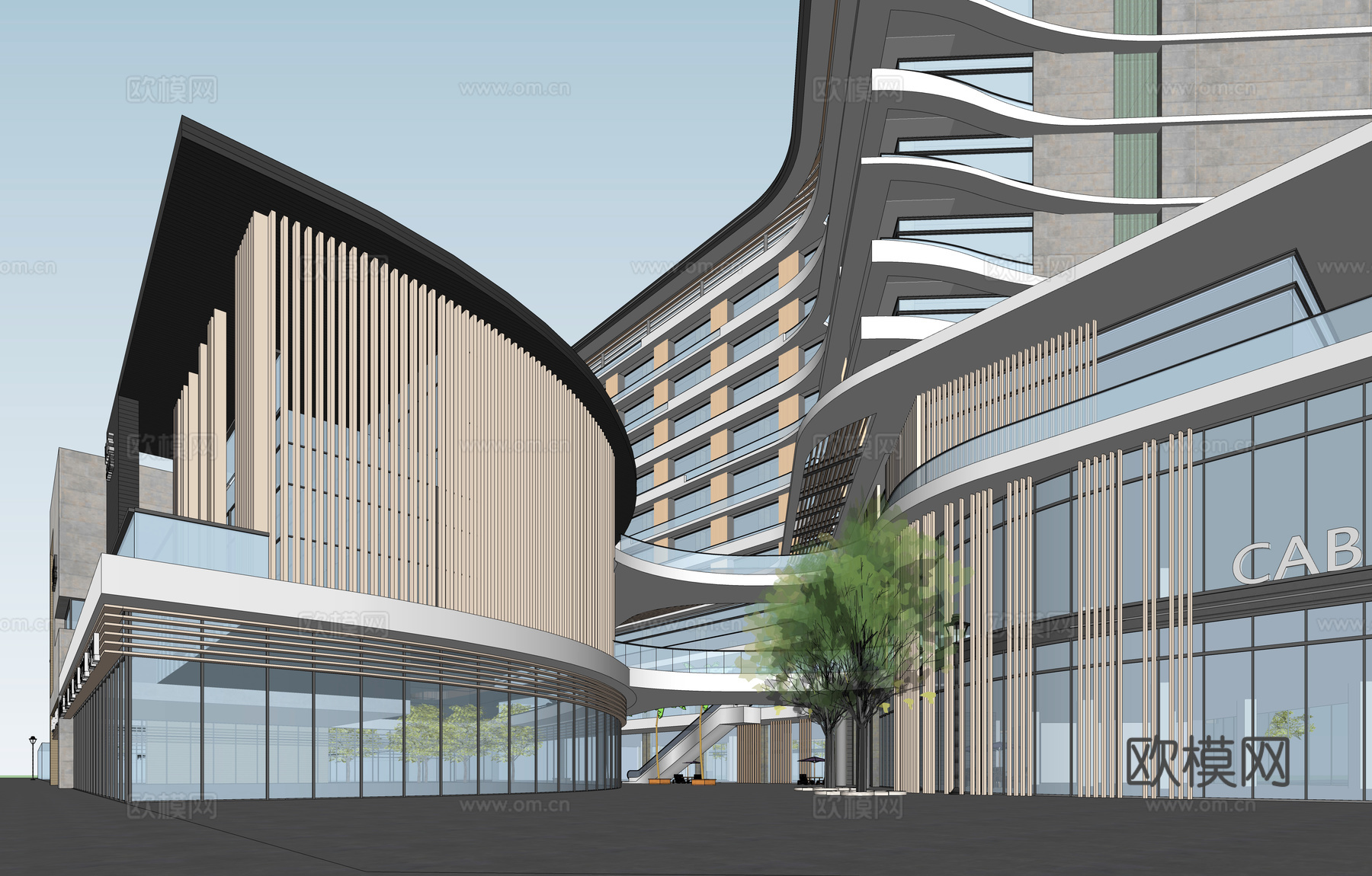 商业步行街 沿街商业su模型