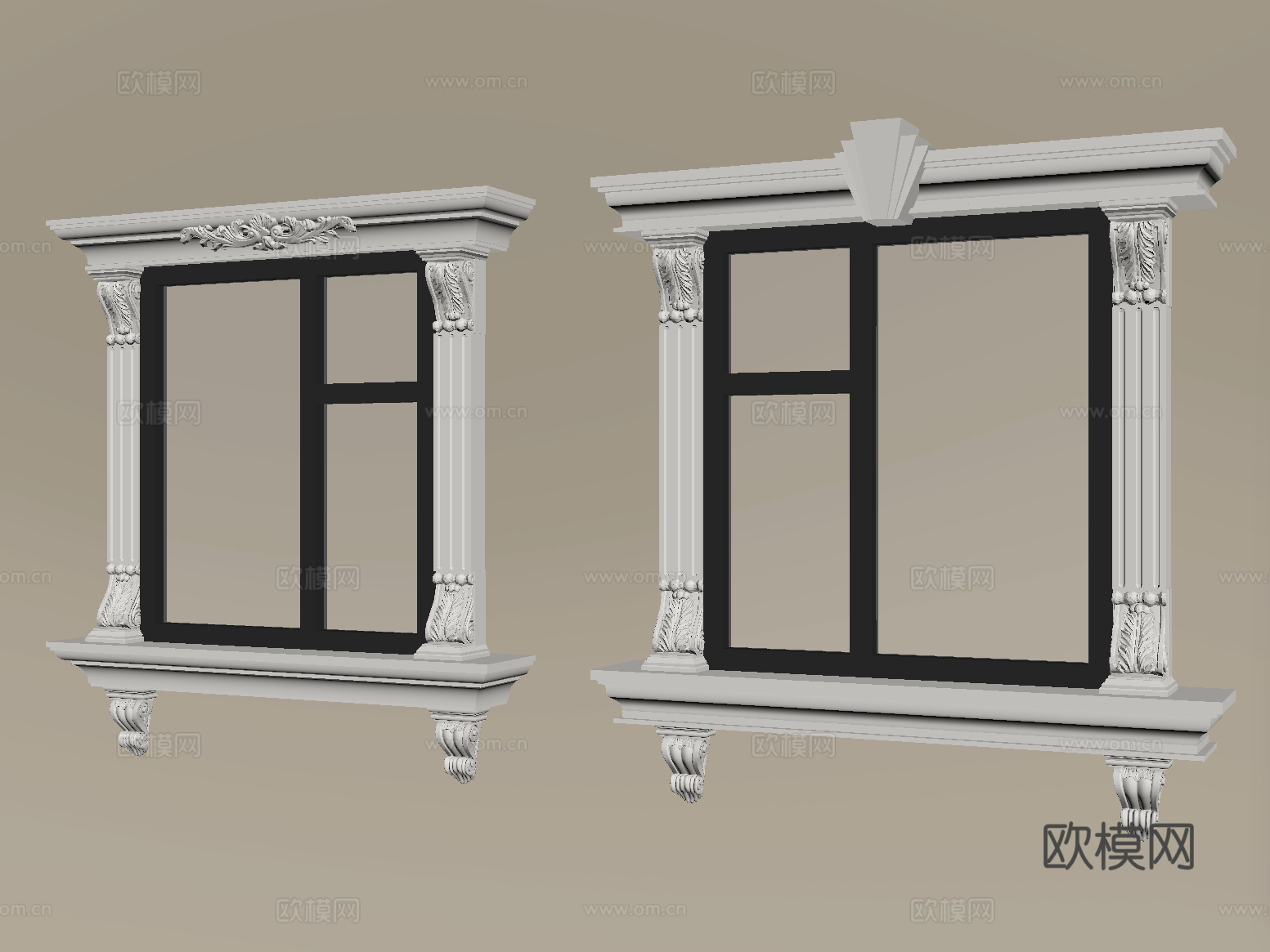 法式窗组合 平开窗 落地窗 阳台窗su模型