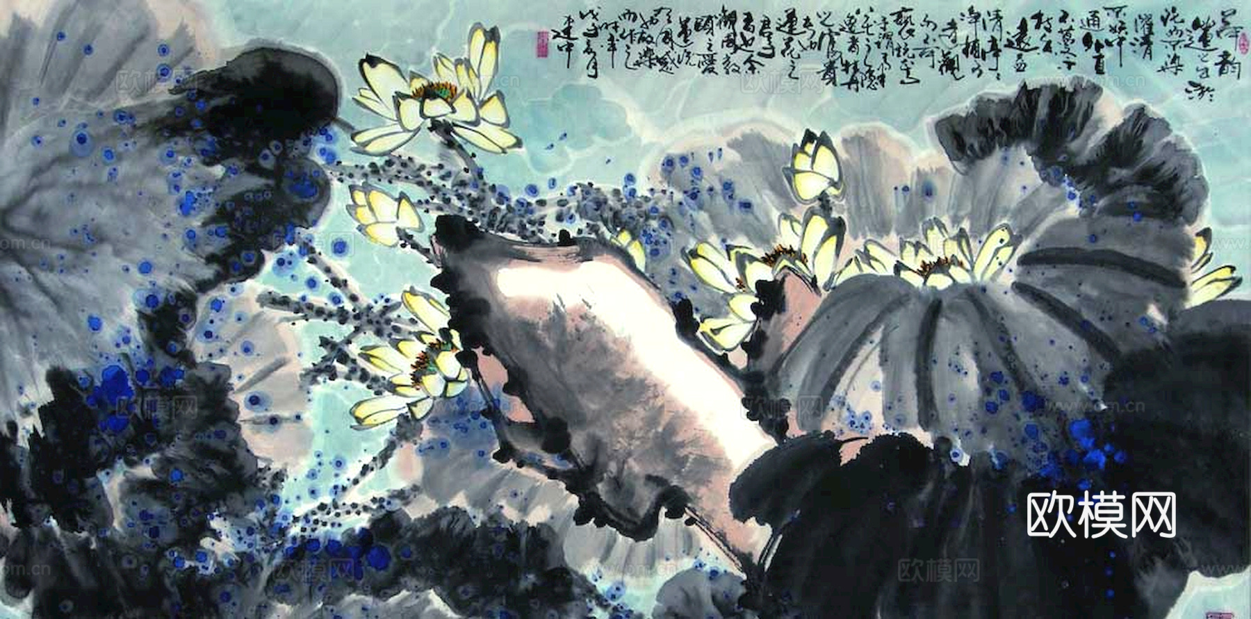 中式新中式挂画壁画字画山水花鸟背景墙壁纸装饰画油画下载