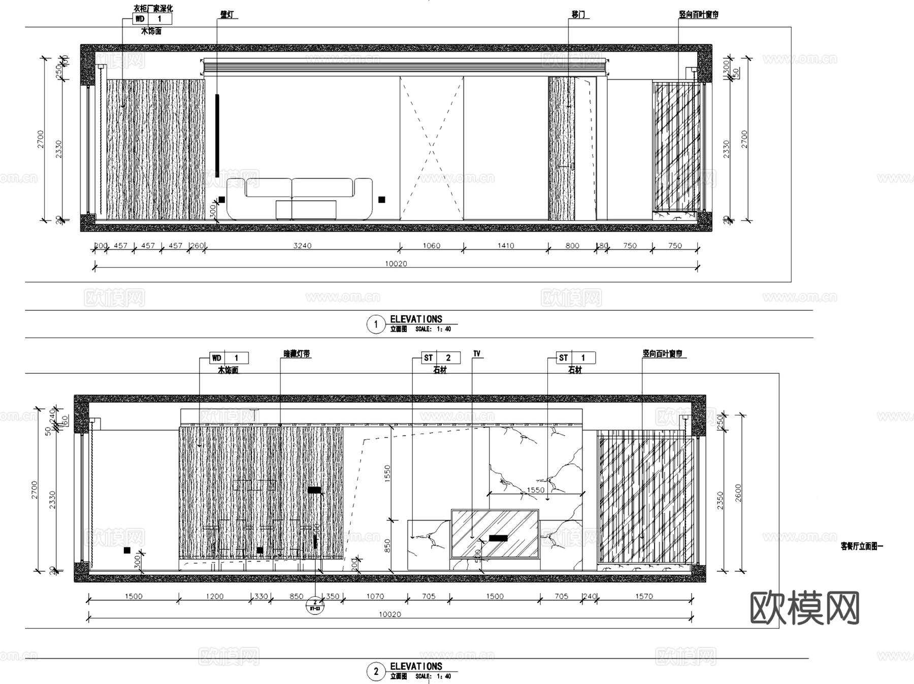 锦绣原著现代极简室内家装CAD施工图整套+SU模型cad施工图
