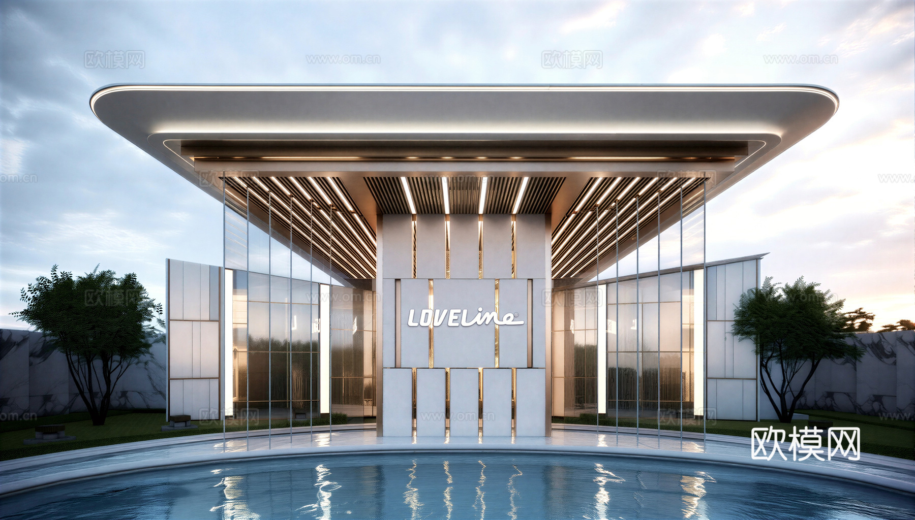 会所大门 小区入口大门su模型