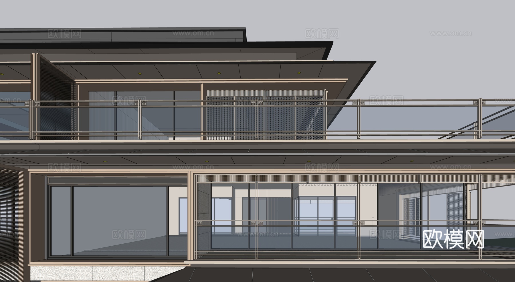 宋风别墅 宋式别墅su模型