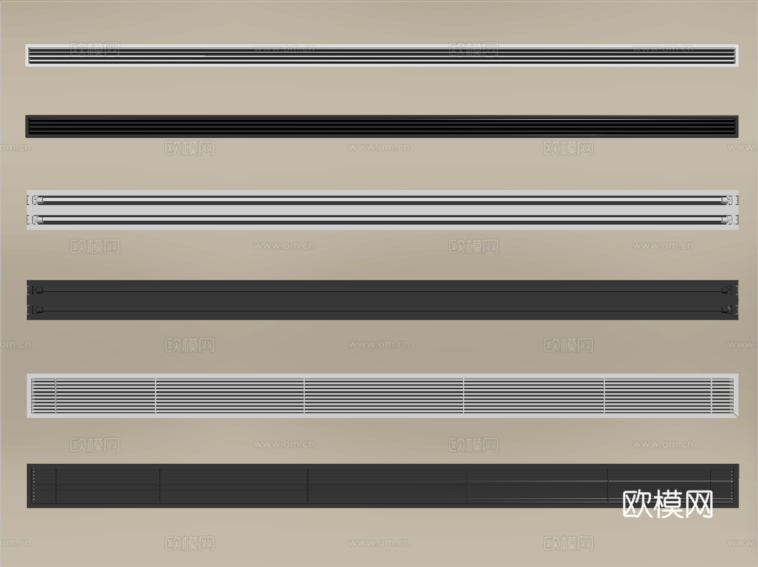 现代极窄边框空调出风口 无边框出风口 极简出风口su模型