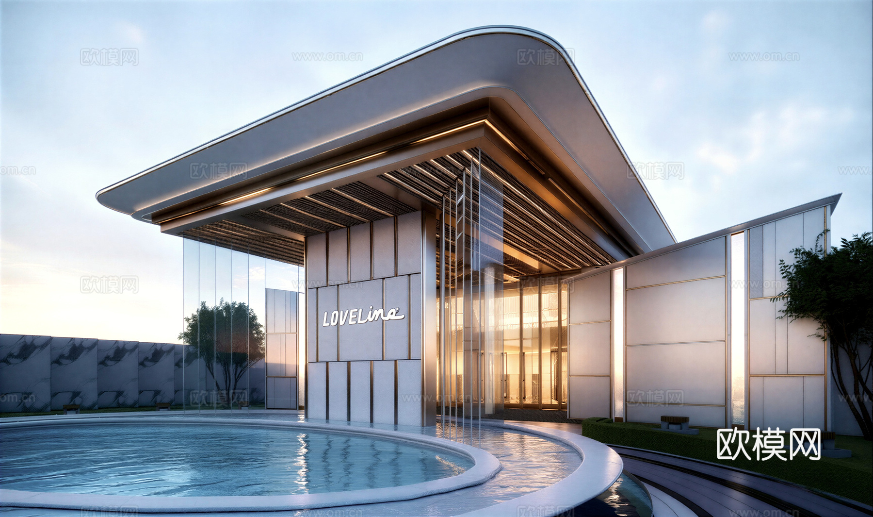 会所大门 小区入口大门su模型