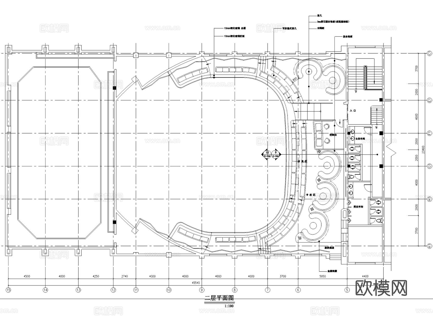 株洲环洲音乐舞台室内装饰CAD施工图整套cad施工图