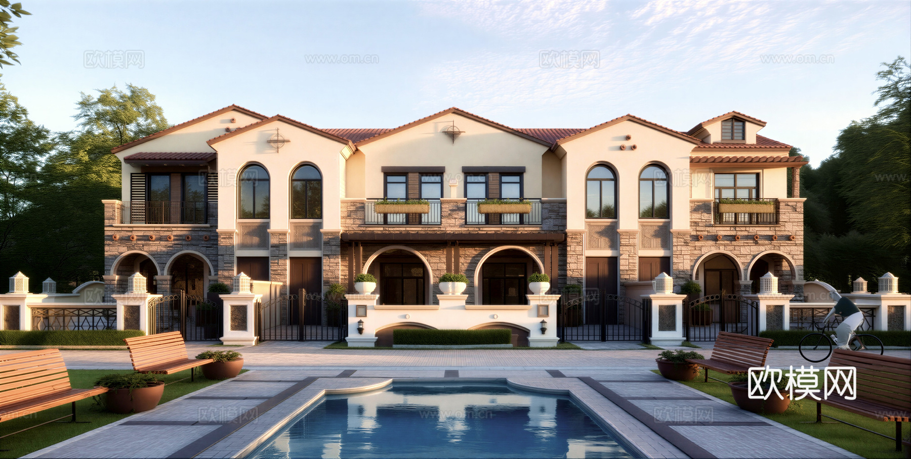 地中海联排别墅su模型