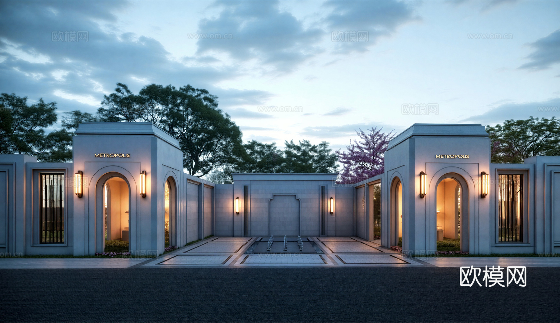 小区大门 小区入口su模型