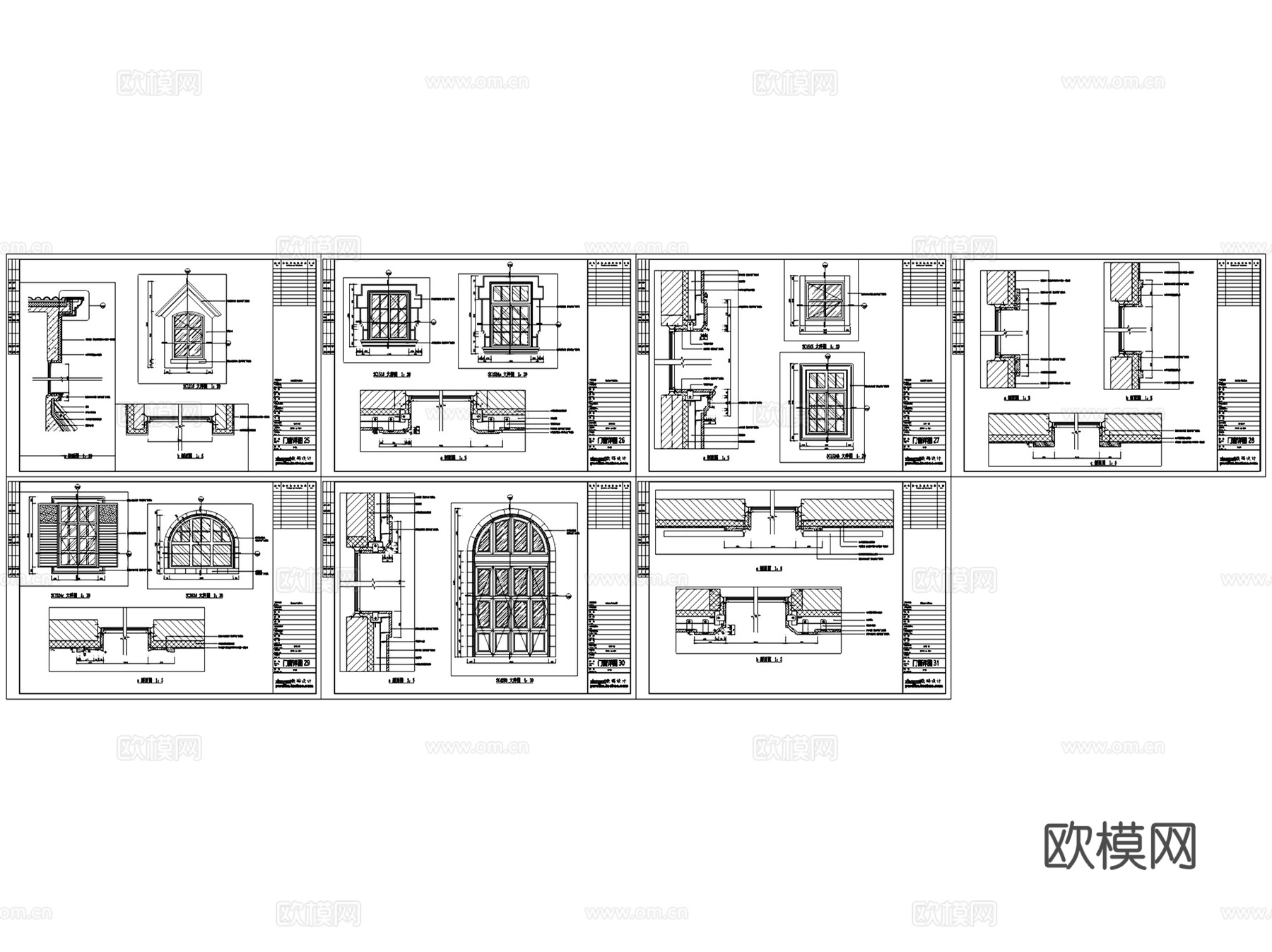 欧式门窗节点大样详图CAD施工图集cad施工图