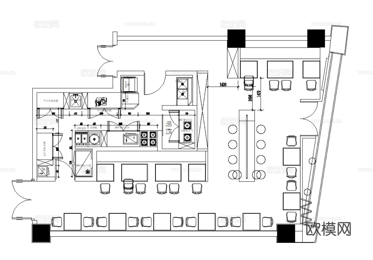 10套快餐店室内装饰装修CAD施工图效果图实景图cad施工图