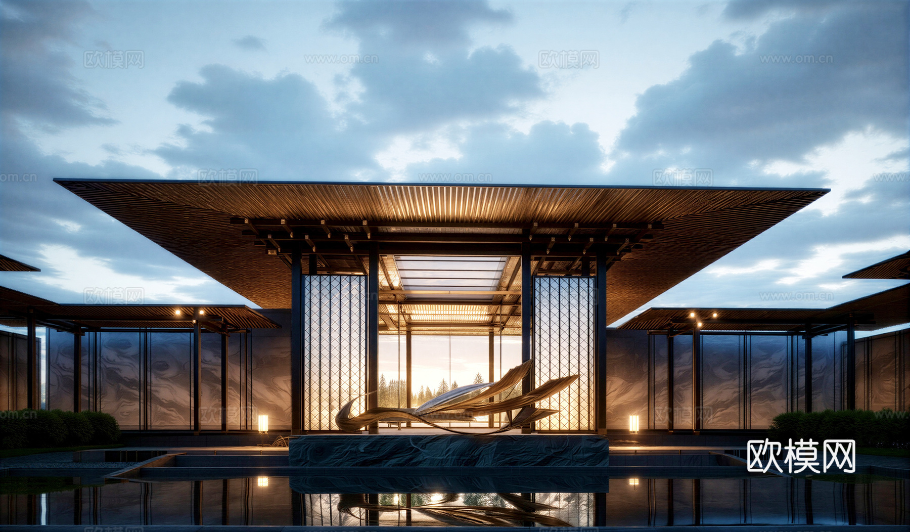 宋式小区大门 宋风入口建筑su模型